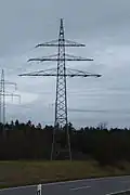 Branch pylon of a 110 kV-line with garland-like communication cables