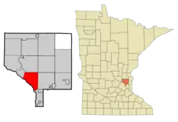 Location of the city of Coon Rapids within Anoka County, Minnesota