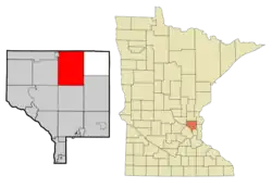 Location of the city of East Bethel within Anoka County, Minnesota