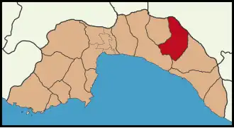 Map showing Akseki District in Antalya Province