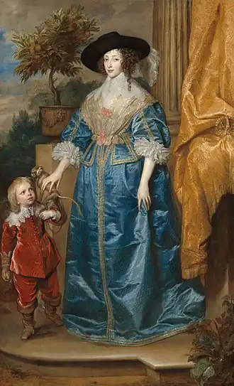 Queen Henrietta Maria with Sir Jeffrey Hudson by Van Dyck, 1633