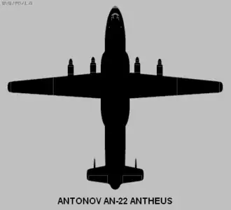 Dorsally projected diagram of the Antonov An-22 Antheus.
