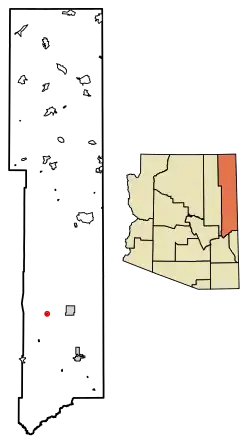 Location of Concho in Apache County, Arizona.