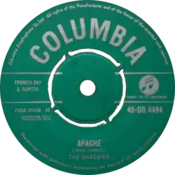 One of A-side labels of UK single