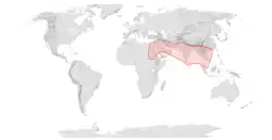 Map showing the range of Apis florea