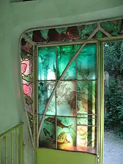 Glass window in the Musée de l'École de Nancy, France, created around 1904