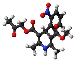 Ball-and-stick model of the aranidipine molecule