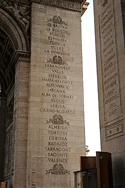 Despite losing the war at a heavy price, French battle victories of the Peninsular War were inscribed on the Arc de Triomphe