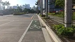 Paint-separated bicycle lane in Arcovia City in Pasig