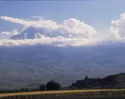 Ararat, Khorvirap monastery in front of Mount Ararat