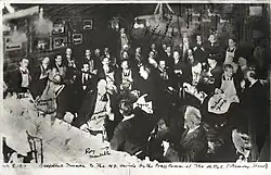 Armory Show artists and members of the press at the beefsteak dinner given by the Association of American Painters and Sculptors, March 8, 1913. Percy Rainford, photographer. Walt Kuhn family papers and Armory Show records, Archives of American Art, Smithsonian Institution