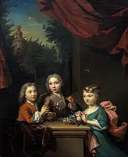 Family portrait of 3 children of the van der Elst family