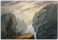 At the Waterfall, ca.1850 watercolor