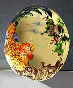 Ornamental ceramic dish, 1875, now in Charles de Bruyères Museum