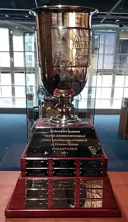 "Aurora Borealis trophy" donated by Canada's Finnish community and Canada-finland Ambassador, It will be awarded to the Aurora League champion
