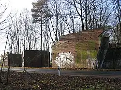 Bridge abutments for Hamburg - Berlin autobahn left incomplete, near Hagenow, Mecklenburg-Vorpommern, in the former GDR