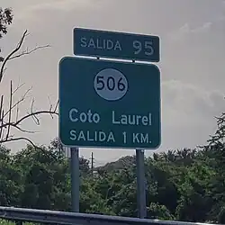 PR-52 south approaching exit 95 to PR-506 in Barrio Coto Laurel