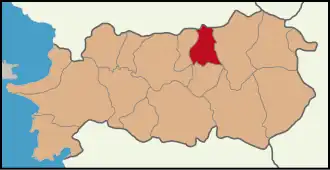 Map showing Sultanhisar District in Aydın Province