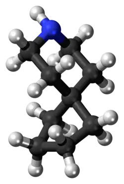 Ball-and-stick model of the azaspirodecane molecule