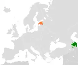 Map indicating locations of Azerbaijan and Estonia