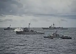 BRP Salvador Abcede with other US and Philippine ships at CARAT Philippines 2012