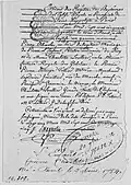 Pierre L'Enfant's baptism certificate dated August 3, 1754 in the Saint-Hippolyte church in Paris