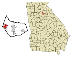 Location in Barrow County and the state of Georgia