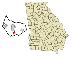 Location in Barrow County and the state of Georgia