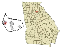 Location in Barrow County and the state of Georgia