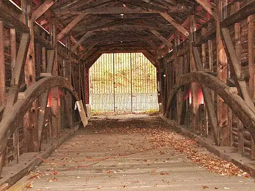 Interior, looking west, showing the Burr truss design