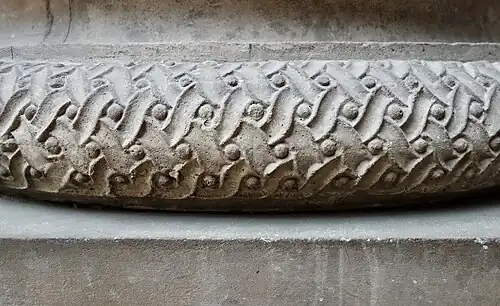 Roman guilloché on the base of a column of the Trajaneum from Pergamon, now in the Pergamon Museum, Berlin, Germany, unknown architect, 115–30 AD