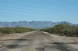 The Sahuarita Flight Strip in 2007, facing southeast towards the Santa Rita Mountains.