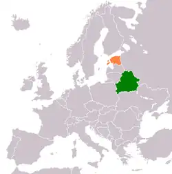 Map indicating locations of Belarus and Estonia