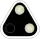 black triangle on base with two white lights placed diagonally to one another