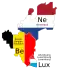 Benelux countries with flag colours