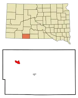 Location in Bennett County and the state of South Dakota