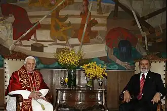 Pope Benedict XVI and President Lula da Silva in São Paulo; May 2007.