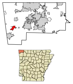 Location of Gentry in Benton County, Arkansas.
