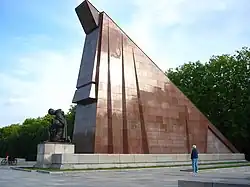 A part of the Soviet War Memorial at Treptower Park, supposedly built from red marble – actually granite – which was said to be taken from the ruins of the New Reich Chancellery