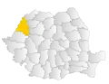 Map of Romania highlighting Bihor County