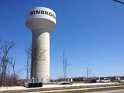 The Binbrook Water Tower, next to the Serdox Skatepark in the front.