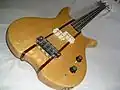 Electric bass guitar with bird's eye maple top