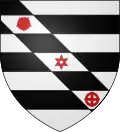 Coat of arms of Avermes, Allier department, Auvergne-Rhône-Alpes region, France: Argent, three bars sable, a bend, counterchanged