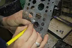 Marking a slice of Blue John