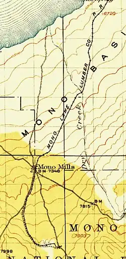 Mono Mills termination point in 1914