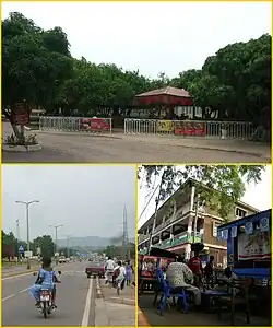 First-top picture: Avenue Landscape and Hotel; bottom-left picture: One of many highways that goes through the town; bottom-right picture: Restaurant in Bolgatanga