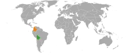 Map indicating locations of Bolivia and Colombia