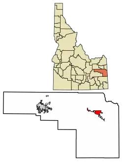 Location of Swan Valley in Bonneville County, Idaho.