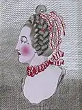French illustration from 1768 showing rouge makeup