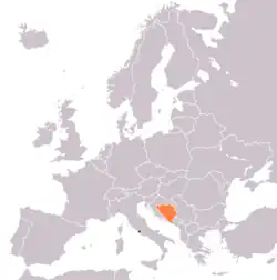 Map indicating locations of Holy See and Bosnia and Herzegovina